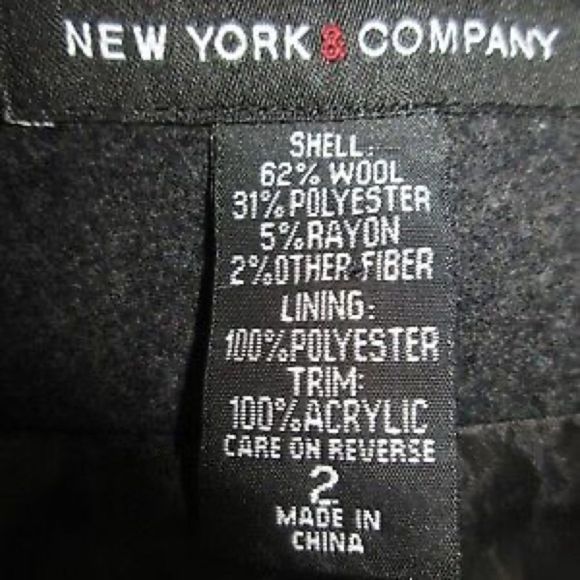New York and Company Women’s Wool Coat Military Style Gray Black size 2 - Picture 6 of 6